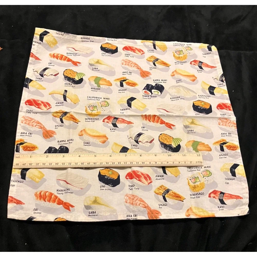 Sushi Print Cloth Napkins Set of 4 Multicolor Japanese Food Art